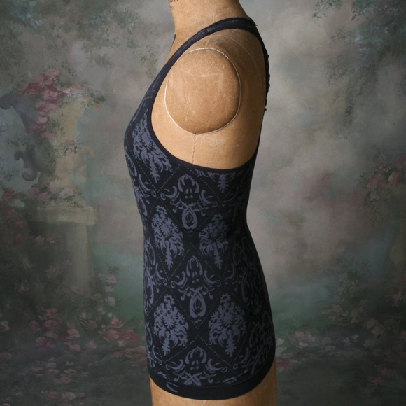 Climawear Black Gray Damask Seamless Workout Top S - Picture 4 of 9